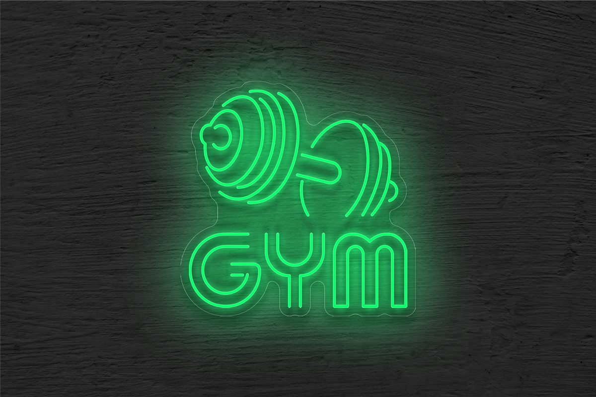 &quot;GYM&quot; Barbell Logo LED Neon Sign