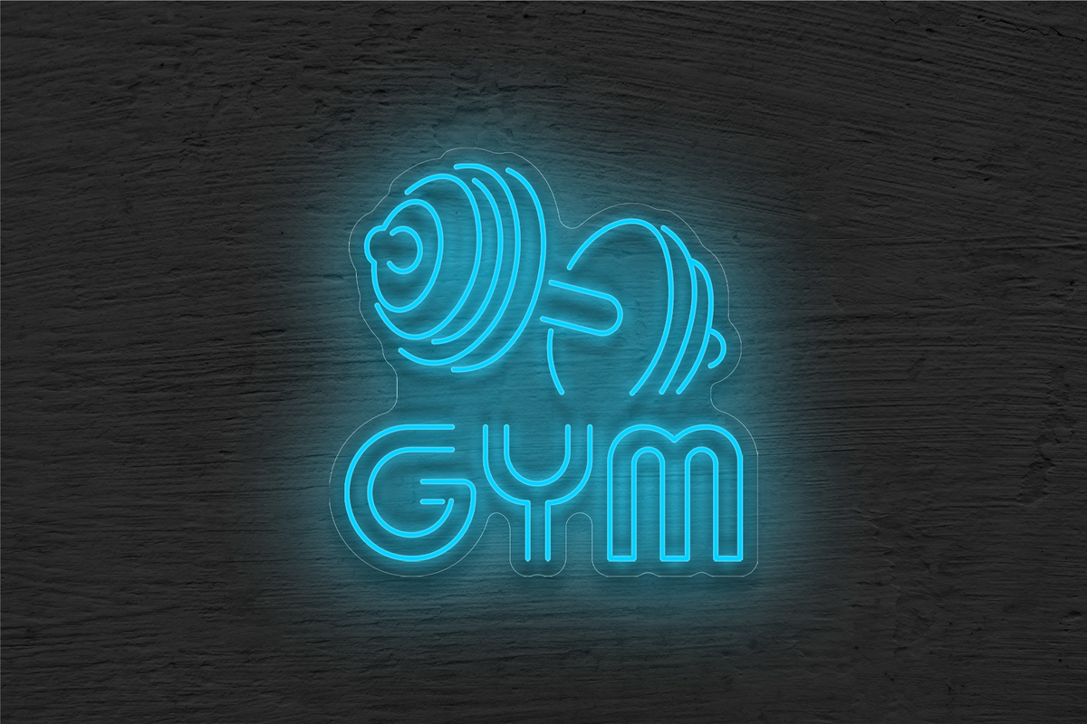 &quot;GYM&quot; Barbell Logo LED Neon Sign