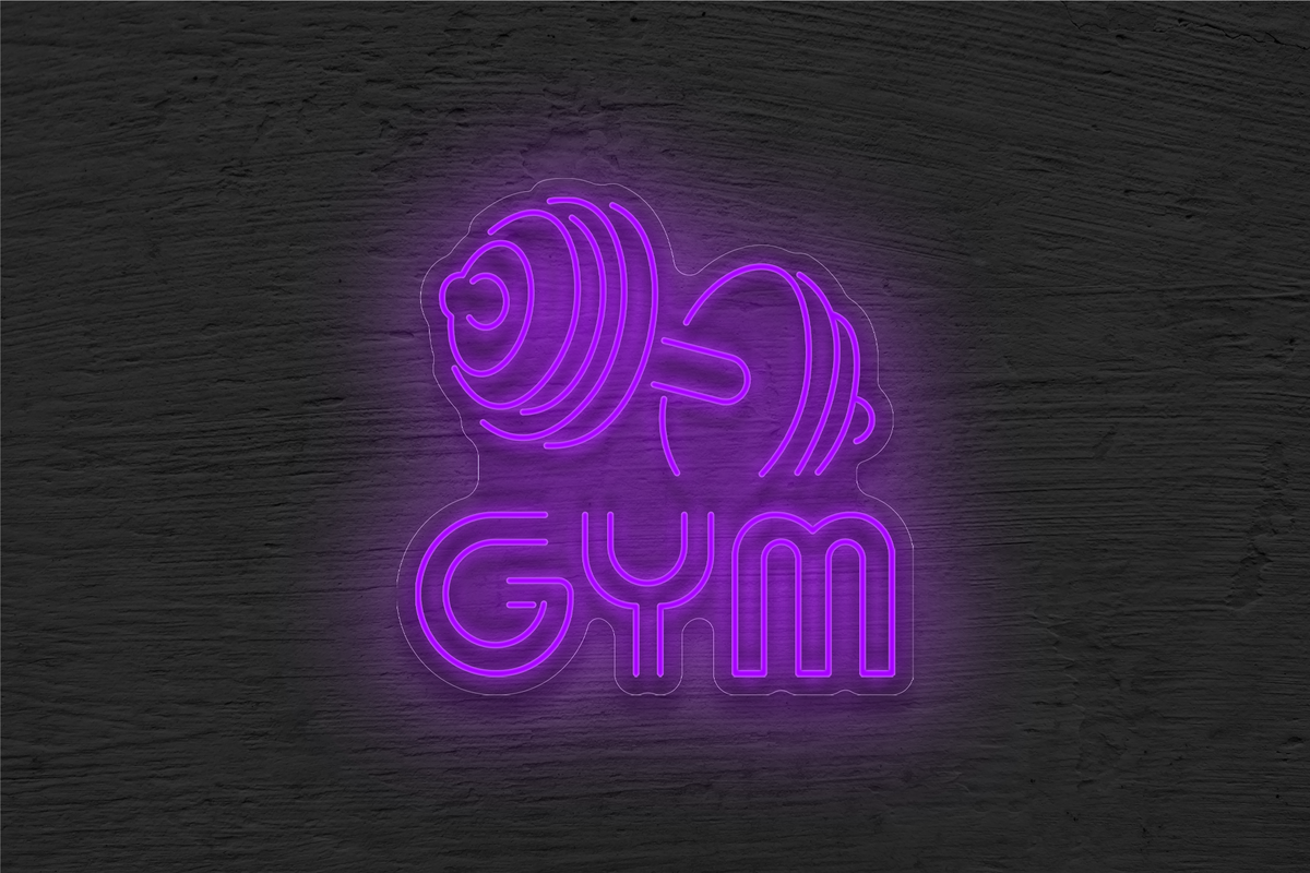 &quot;GYM&quot; Barbell Logo LED Neon Sign