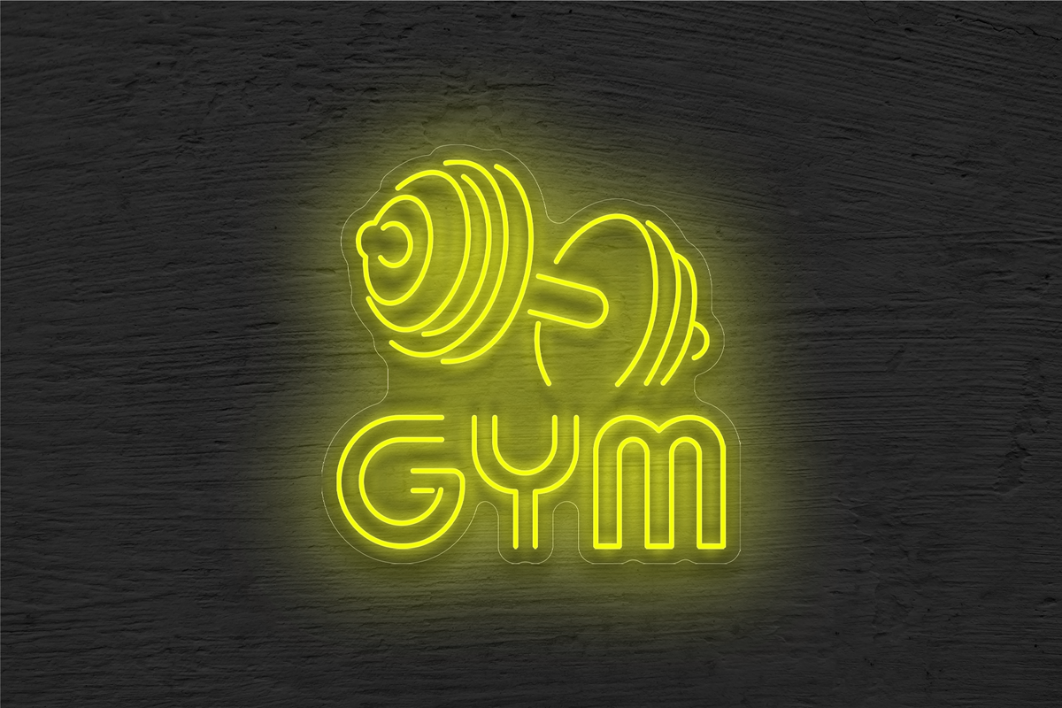 &quot;GYM&quot; Barbell Logo LED Neon Sign