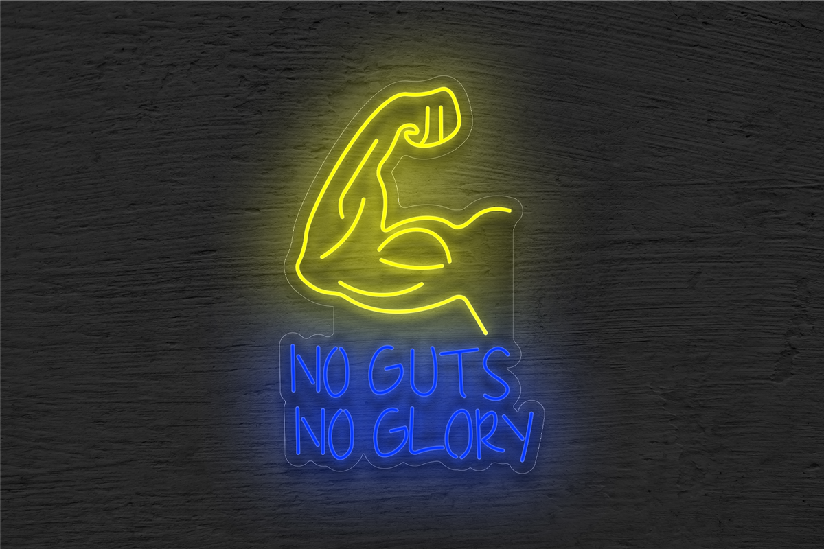 &quot;No Guts, No Glory&quot; with Muscles LED Neon Sign