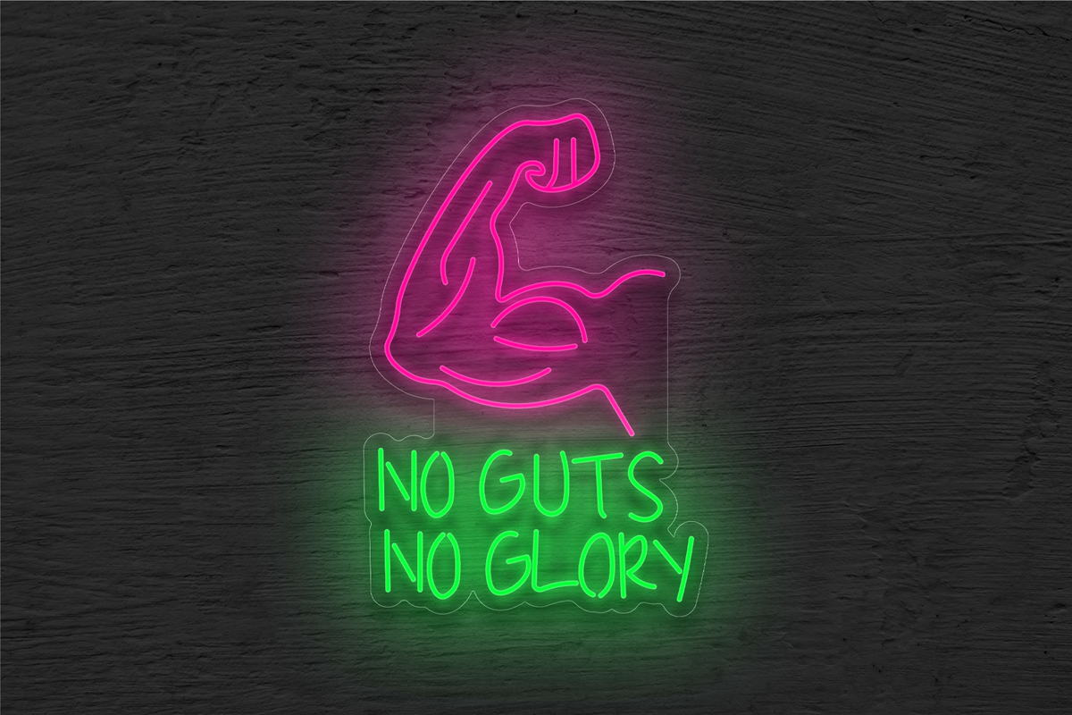 &quot;No Guts, No Glory&quot; with Muscles LED Neon Sign