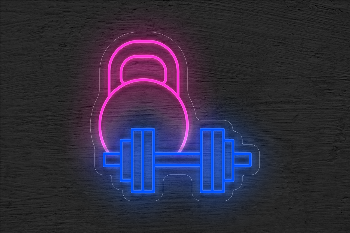 GYM Dumbell and Weights LED Neon Sign