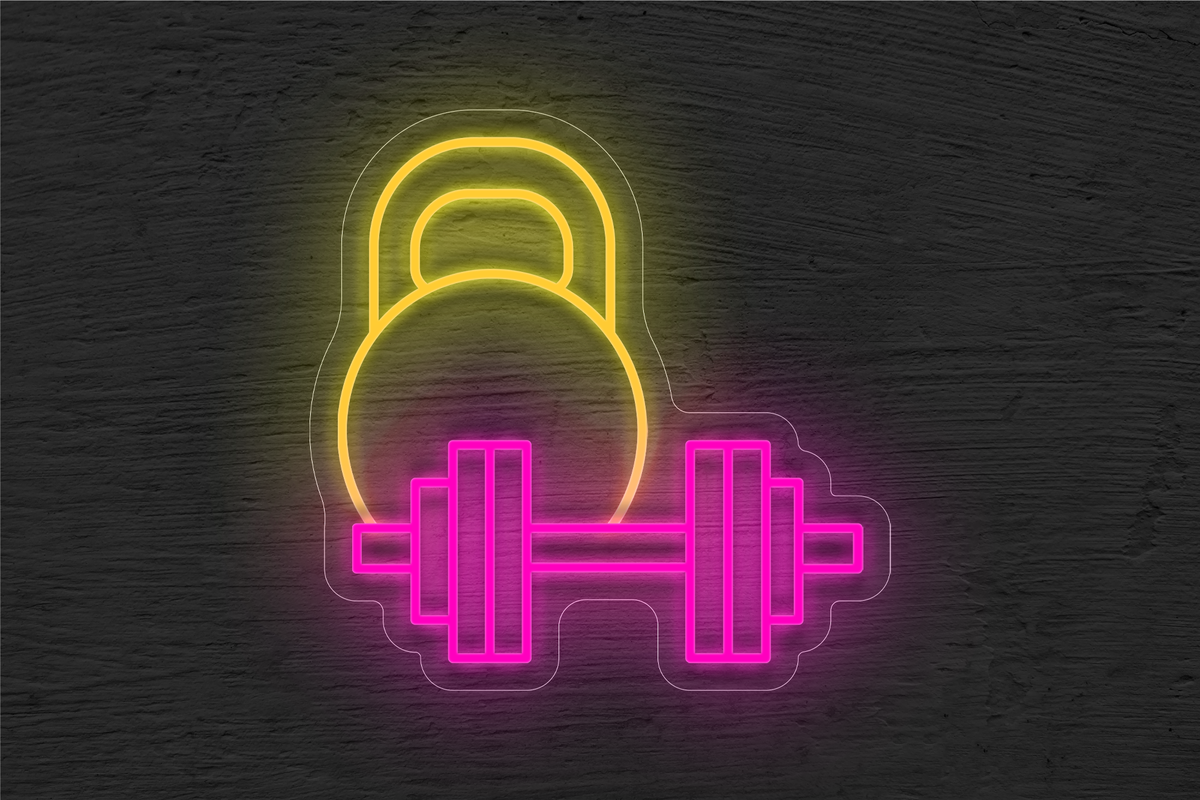 GYM Dumbell and Weights LED Neon Sign