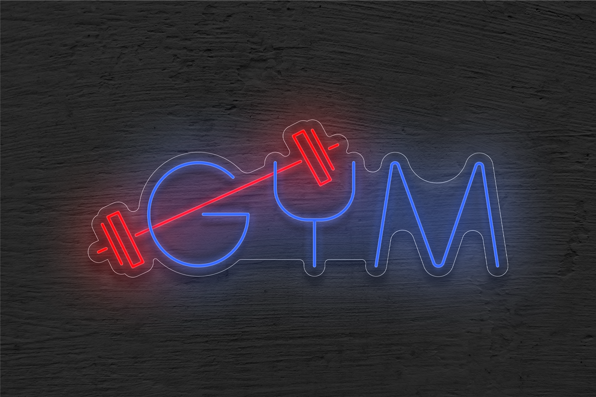 &quot;GYM&quot; with Barbell LED Neon Sign
