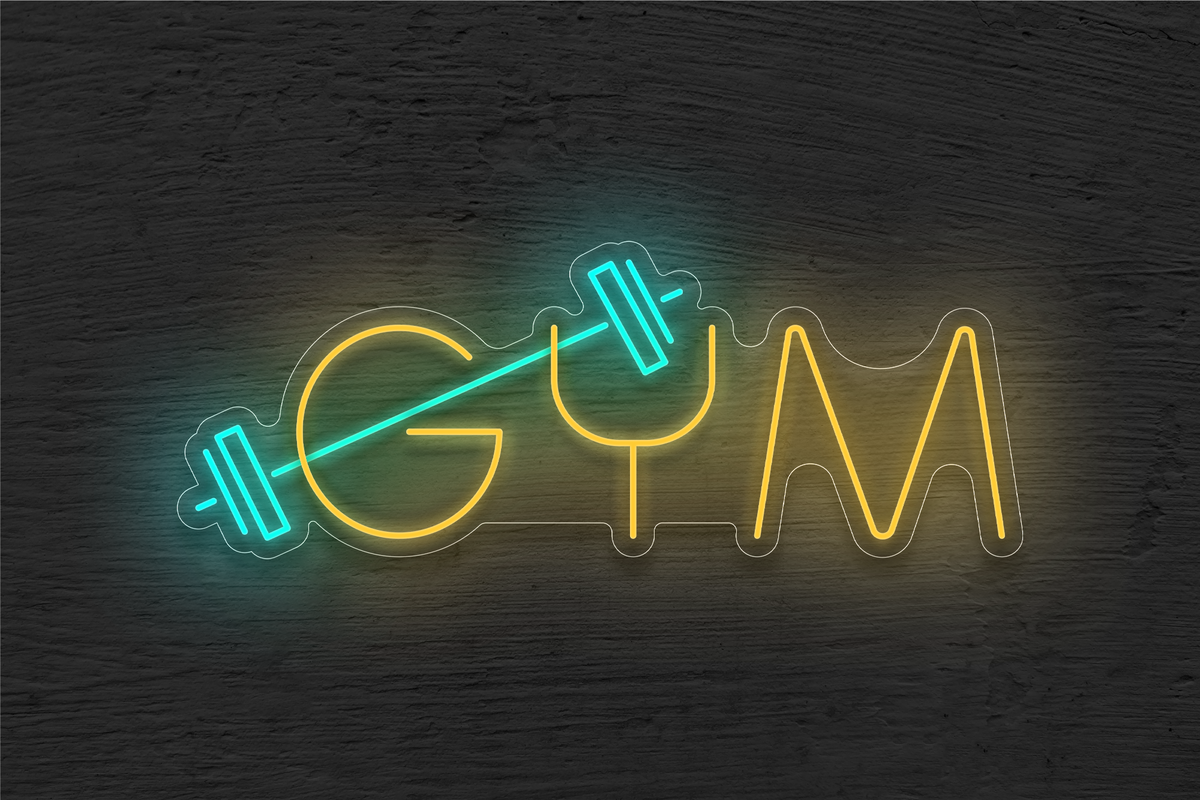 &quot;GYM&quot; with Barbell LED Neon Sign