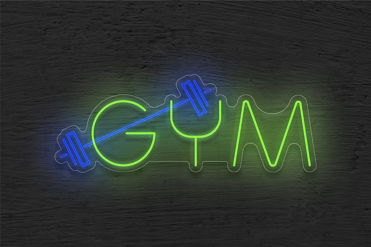 &quot;GYM&quot; with Barbell LED Neon Sign