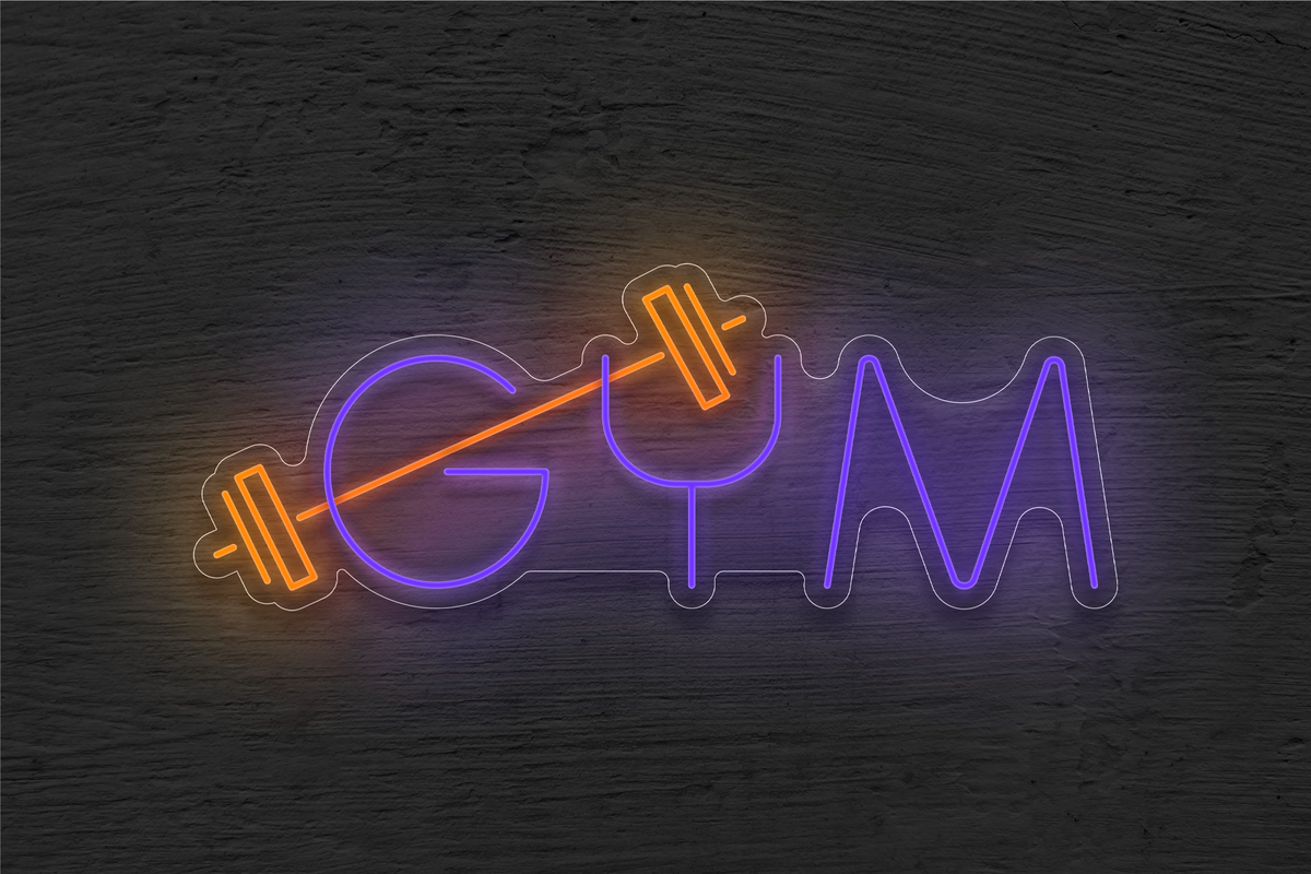&quot;GYM&quot; with Barbell LED Neon Sign