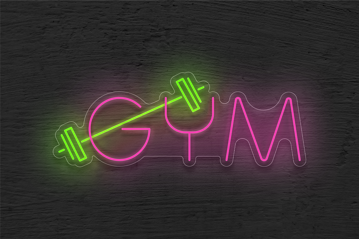 &quot;GYM&quot; with Barbell LED Neon Sign