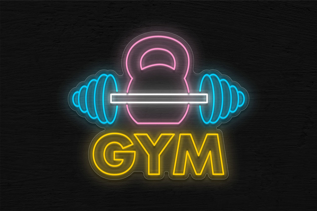 Gym With Kettle And Dumbbell LED Neon Sign