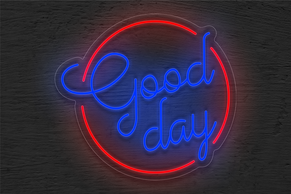 &quot;Good Day&quot; with Circle Border LED Neon Sign