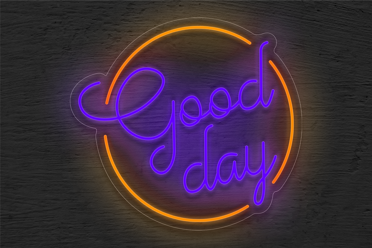 &quot;Good Day&quot; with Circle Border LED Neon Sign