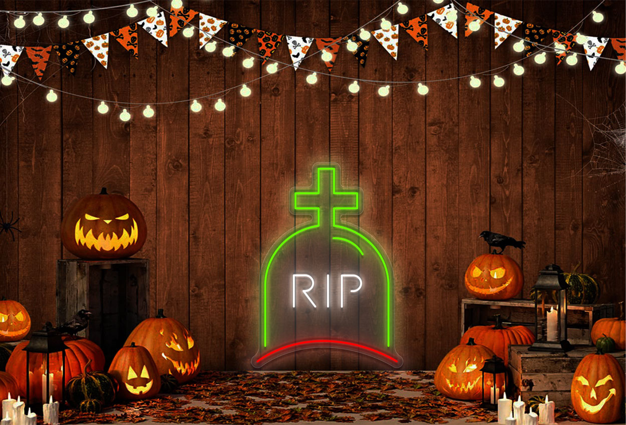 Buy RIP Tombstone with Cross LED Neon Sign | Best Selling Neon Signs ...