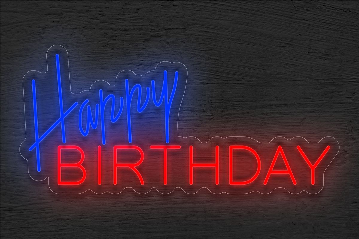 &quot;Happy Birthday&quot; in 2 Color LED Neon Sign