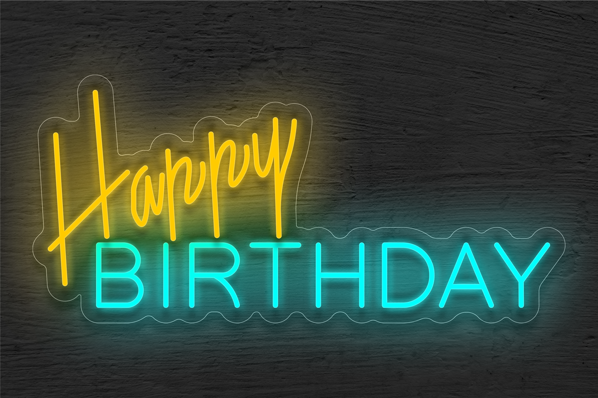 &quot;Happy Birthday&quot; in 2 Color LED Neon Sign