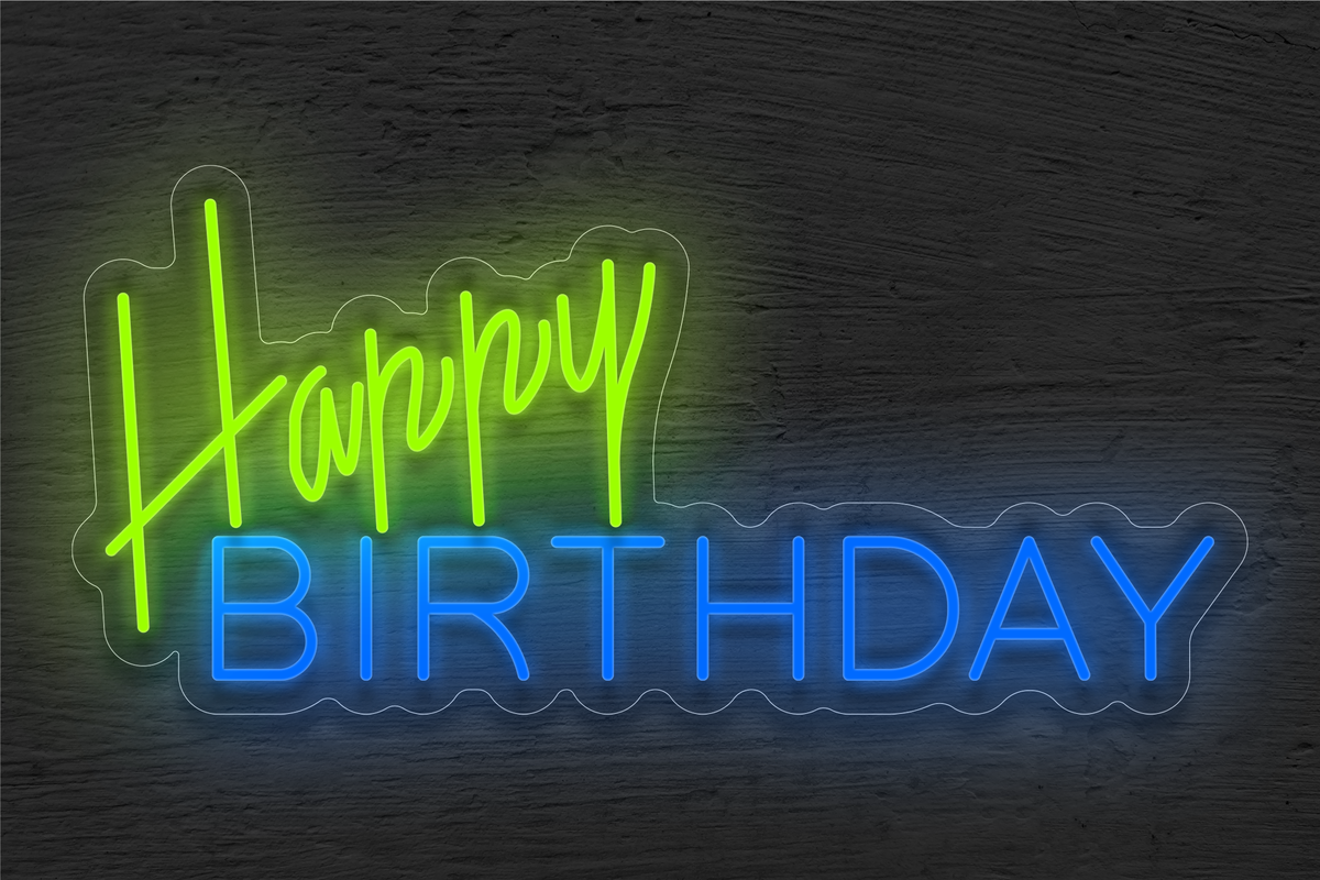 &quot;Happy Birthday&quot; in 2 Color LED Neon Sign