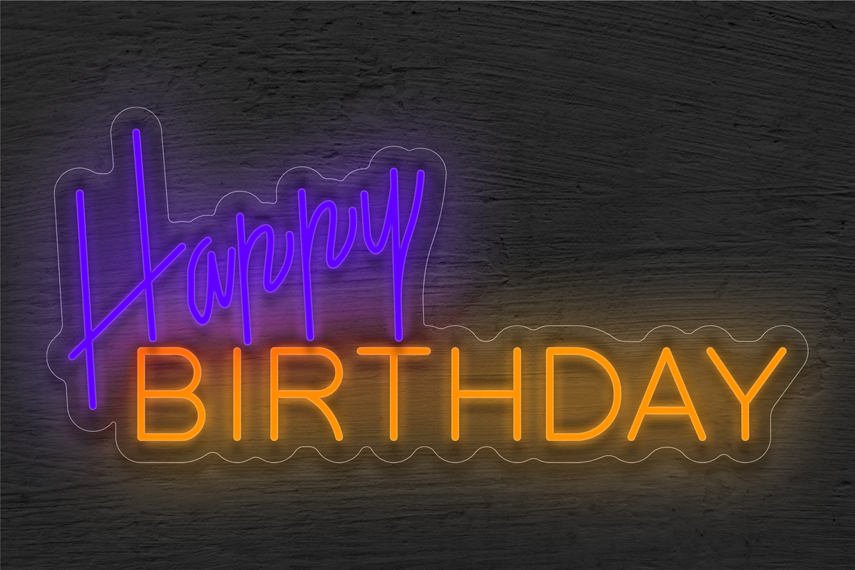 &quot;Happy Birthday&quot; in 2 Color LED Neon Sign