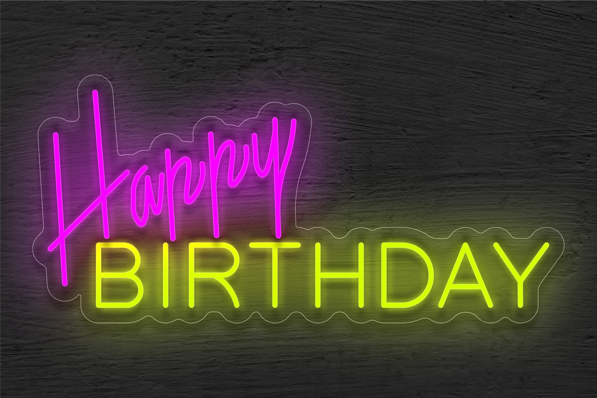 &quot;Happy Birthday&quot; in 2 Color LED Neon Sign