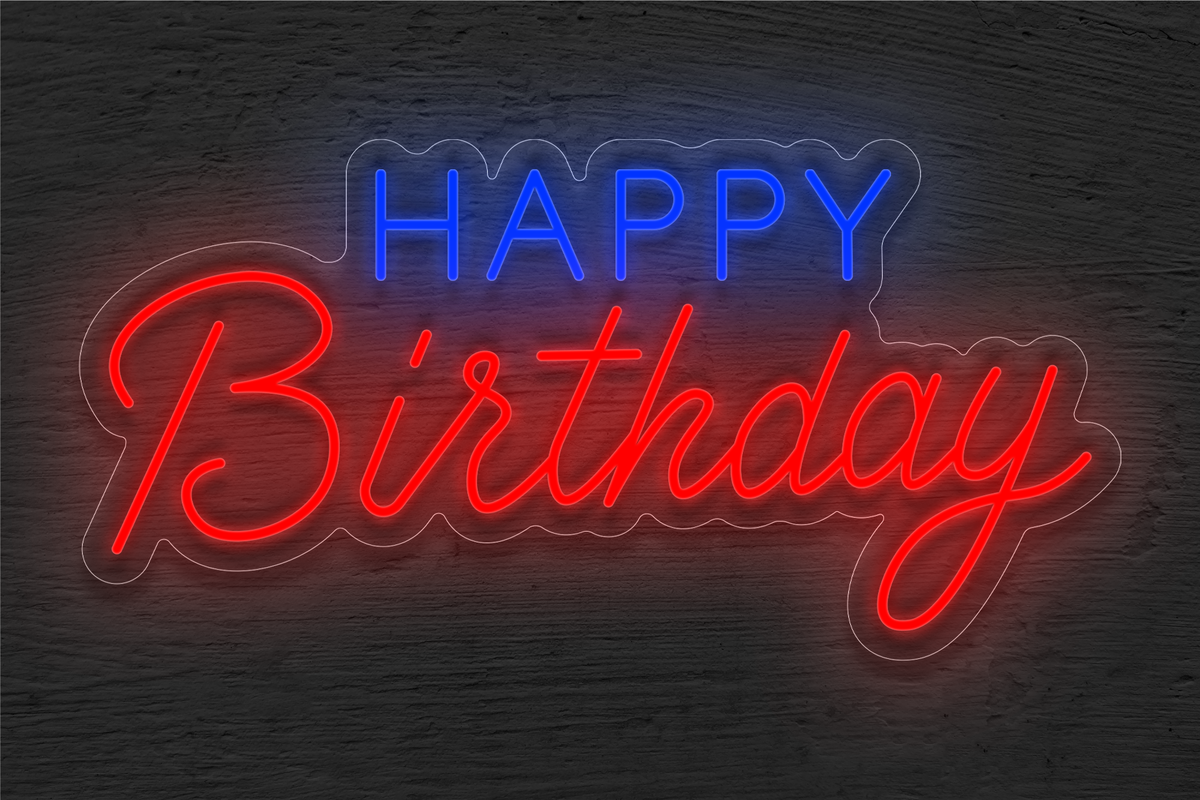 &quot;Happy Birthday&quot; in 2 Tone LED Neon Sign