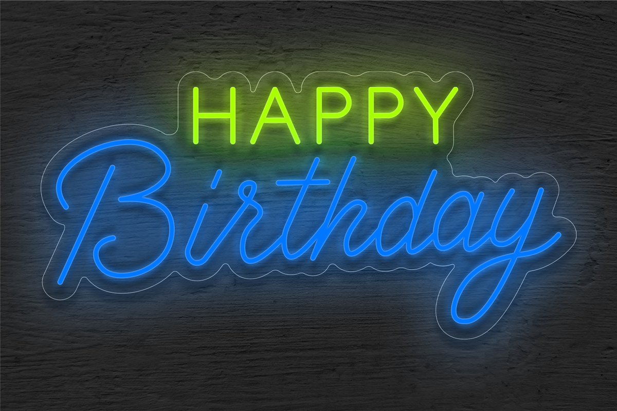 &quot;Happy Birthday&quot; in 2 Tone LED Neon Sign
