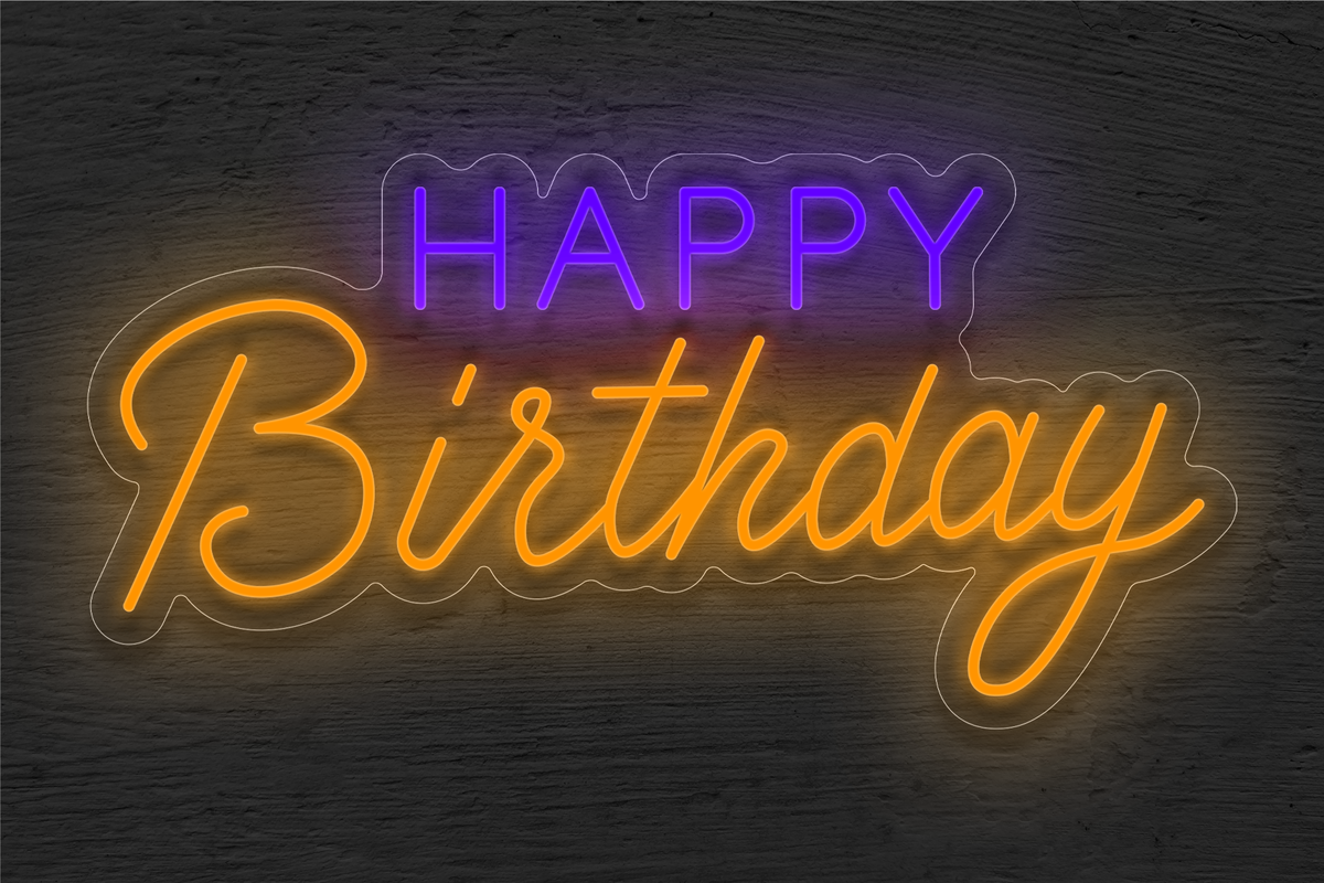 &quot;Happy Birthday&quot; in 2 Tone LED Neon Sign