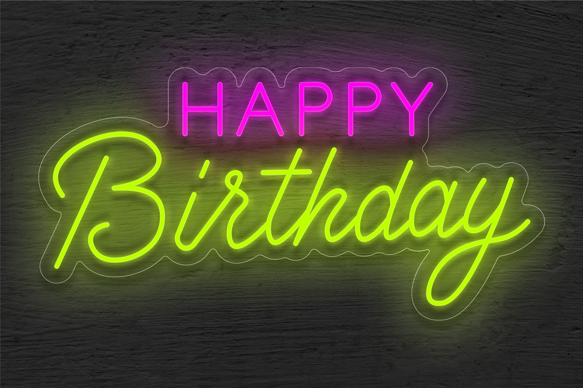 &quot;Happy Birthday&quot; in 2 Tone LED Neon Sign