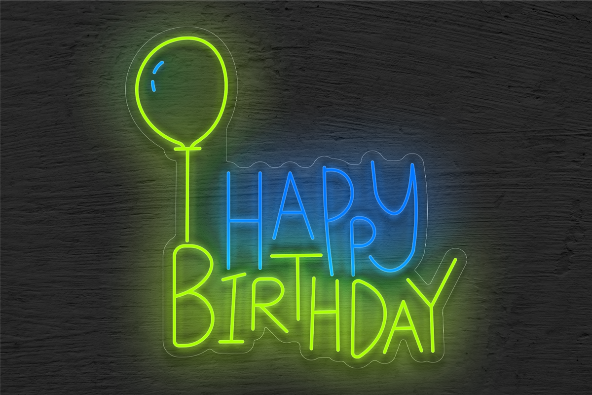 &quot;Happy Birthday&quot; with Balloon LED Neon Sign