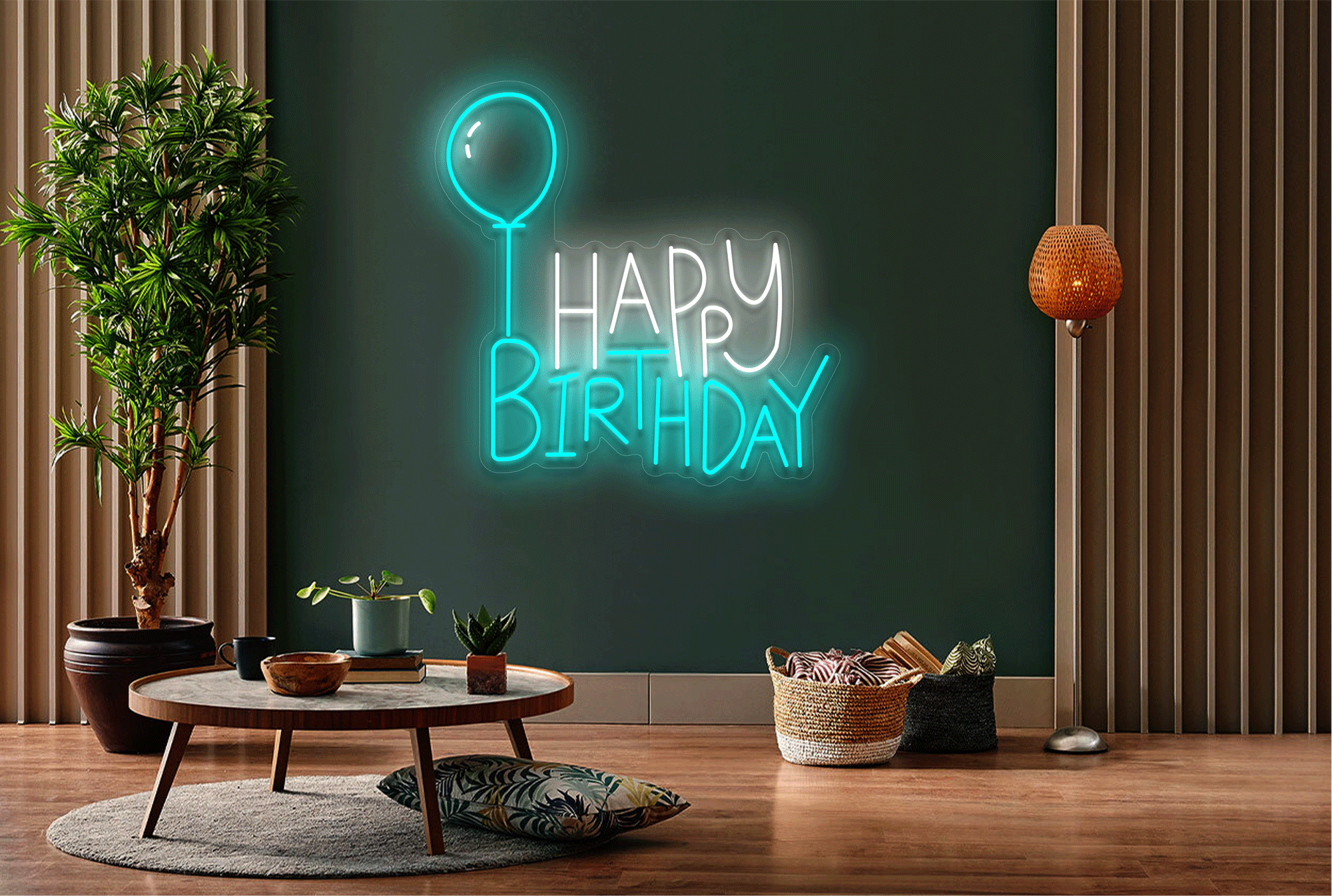 "Happy Birthday" with Balloon LED Neon Sign