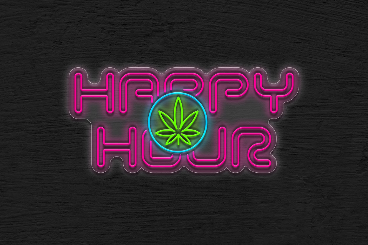 Happy Hour with Cannabis LED Neon Sign