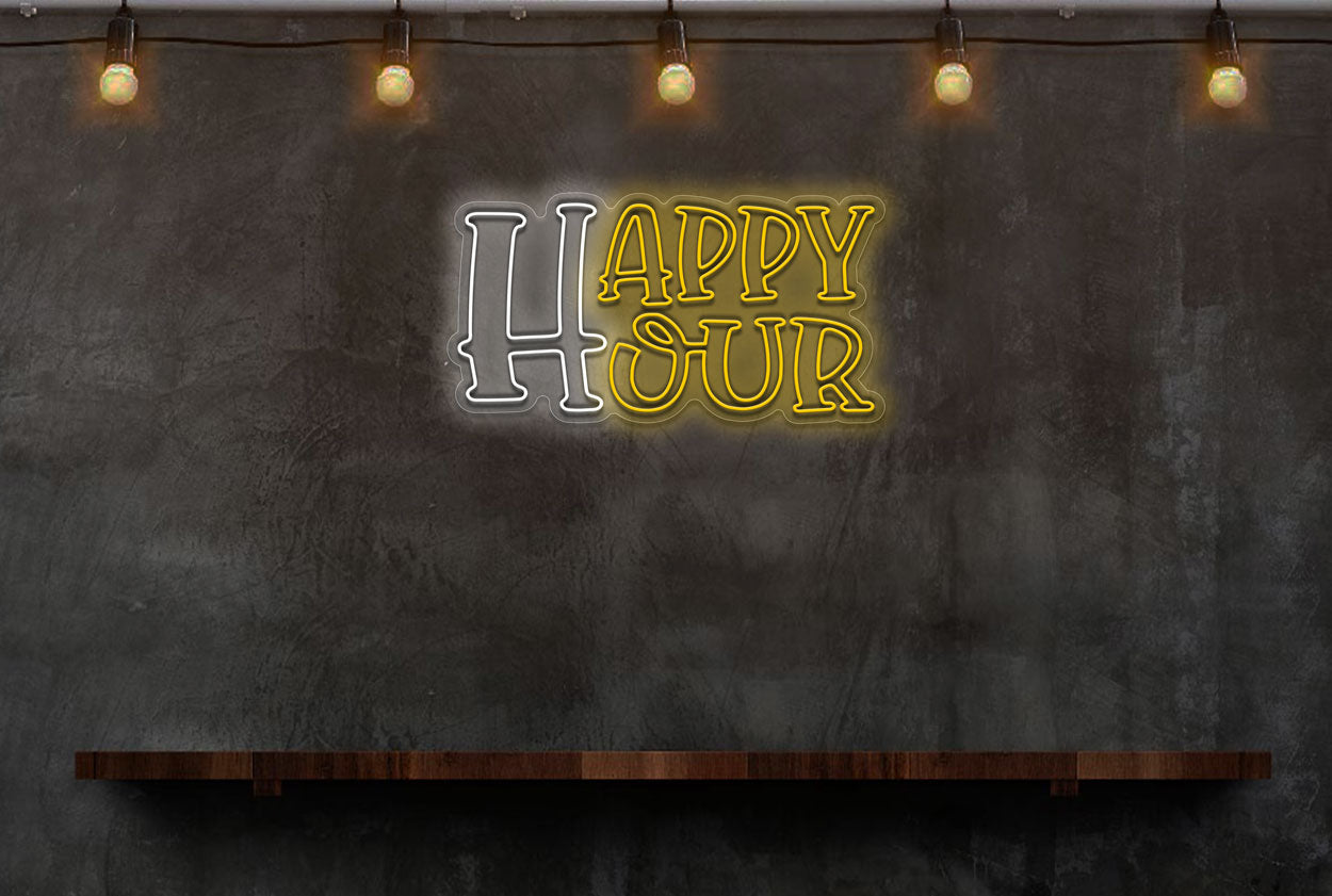 Happy Hour(Baby Moon font) LED Neon Sign