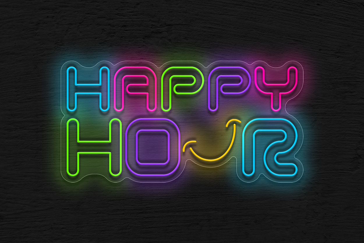 Happy Hour(Sci Fied 2002 font) LED Neon Sign