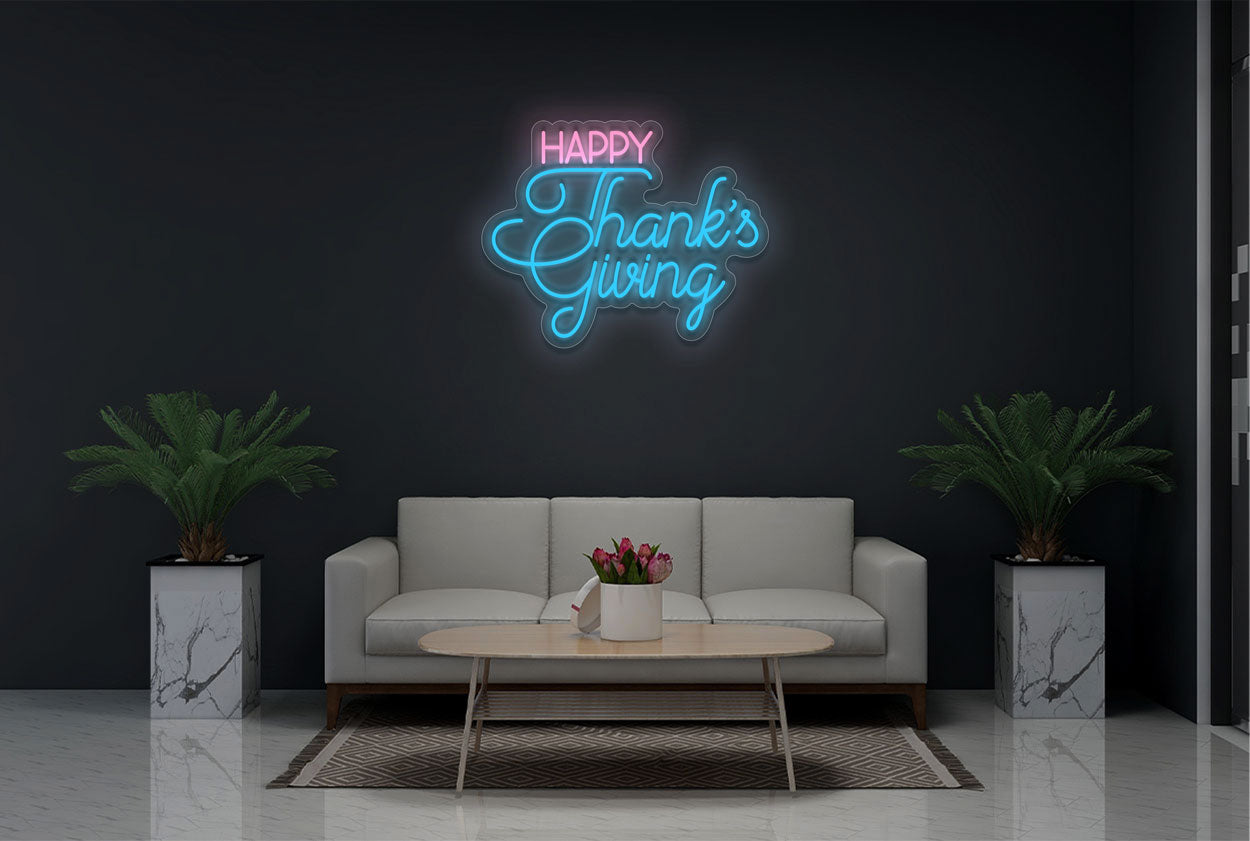 "Happy Thanks Giving" LED Neon Sign