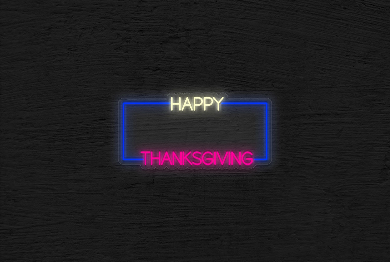 "Happy Thanks Giving" in a Box LED Neon Sign