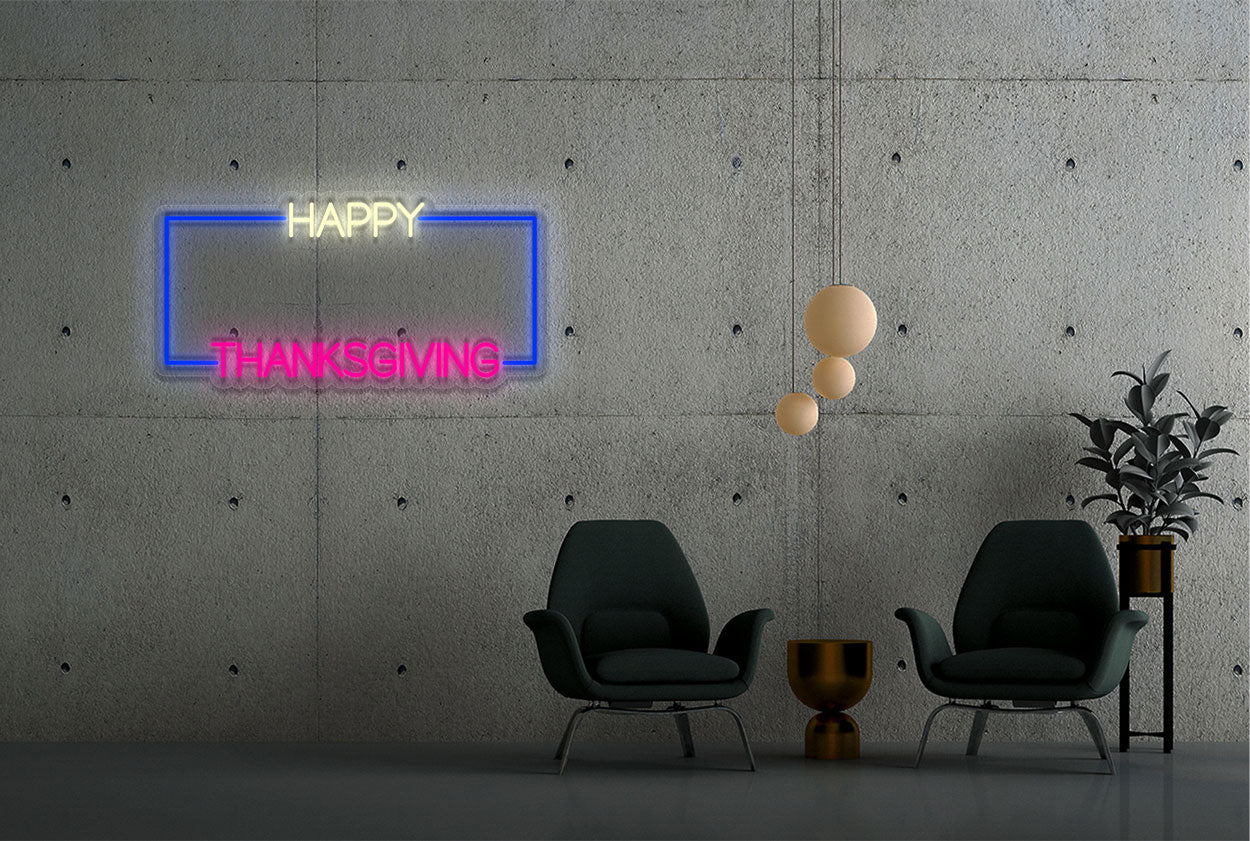 "Happy Thanks Giving" in a Box LED Neon Sign