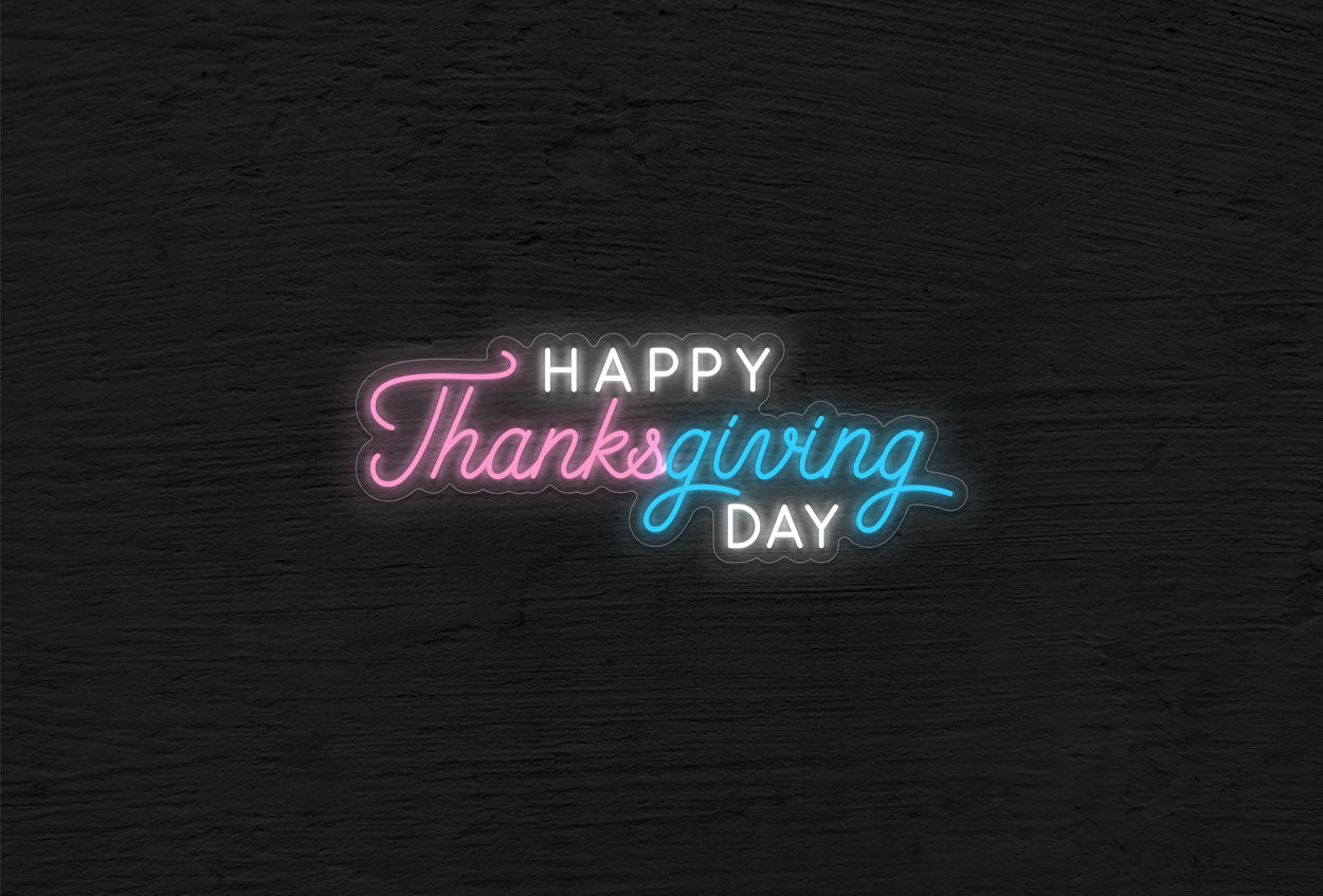 "Happy Thanks Giving Day" LED Neon Sign