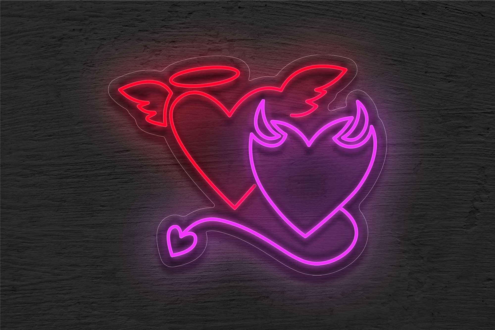 Hearts Devil and Angel LED Neon Sign