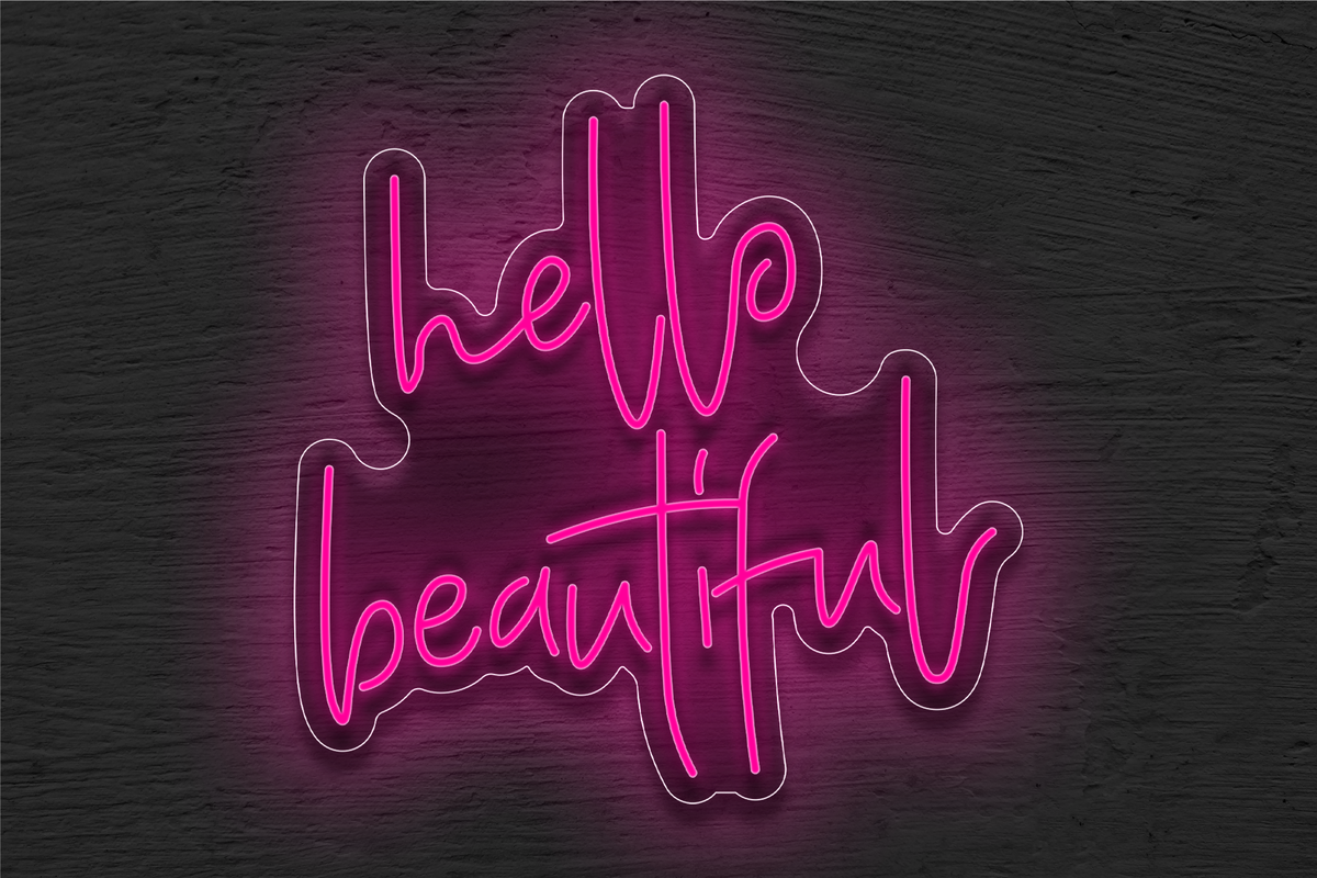 &quot;Hello Beautiful&quot; LED Neon Sign
