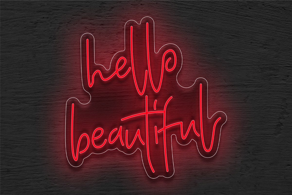&quot;Hello Beautiful&quot; LED Neon Sign