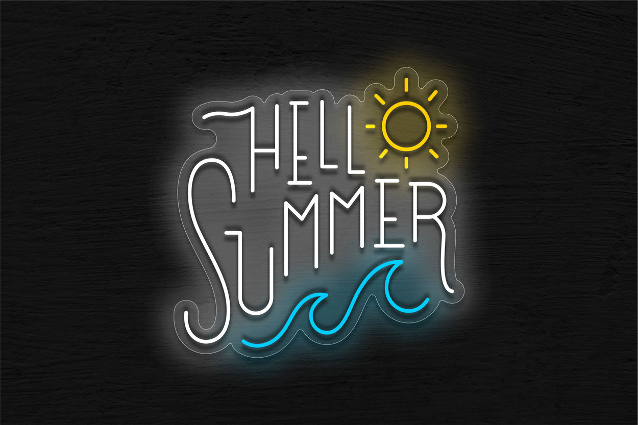 Hello Summer With Sun And Wave LED Neon Sign