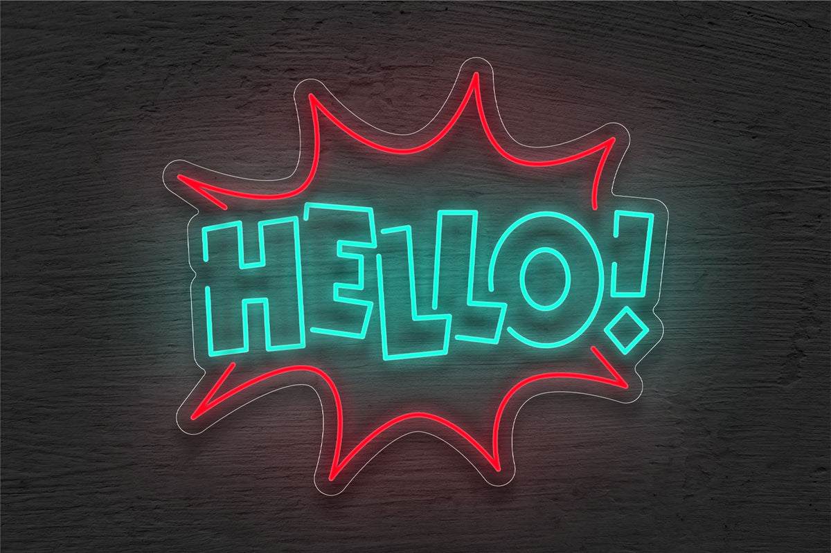 &quot;Hello!&quot; with Callout Border LED Neon Sign