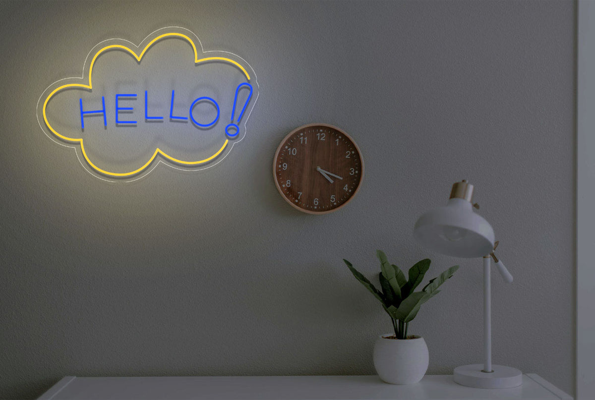 &quot;Hello!&quot; with Cloud Border LED Neon Sign