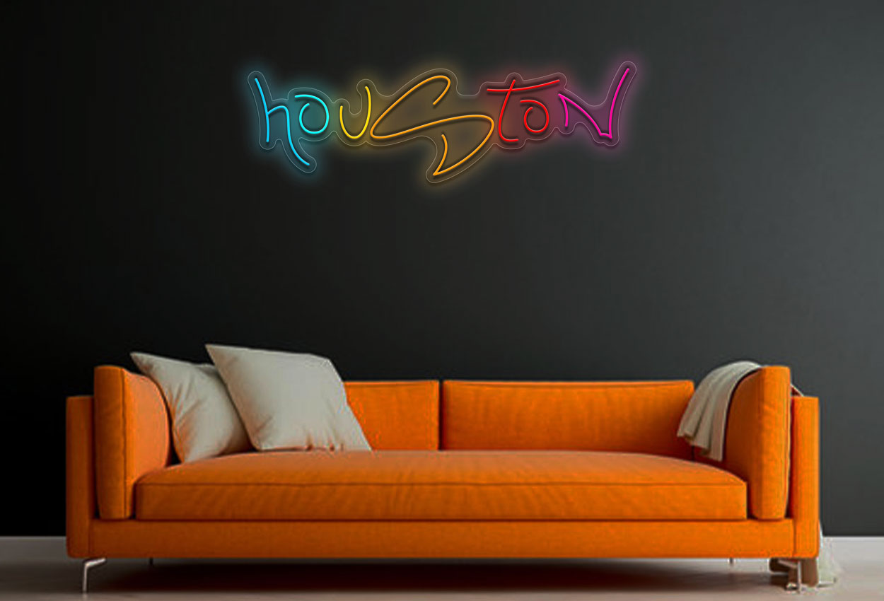 Houston Colorful Text LED Neon Sign