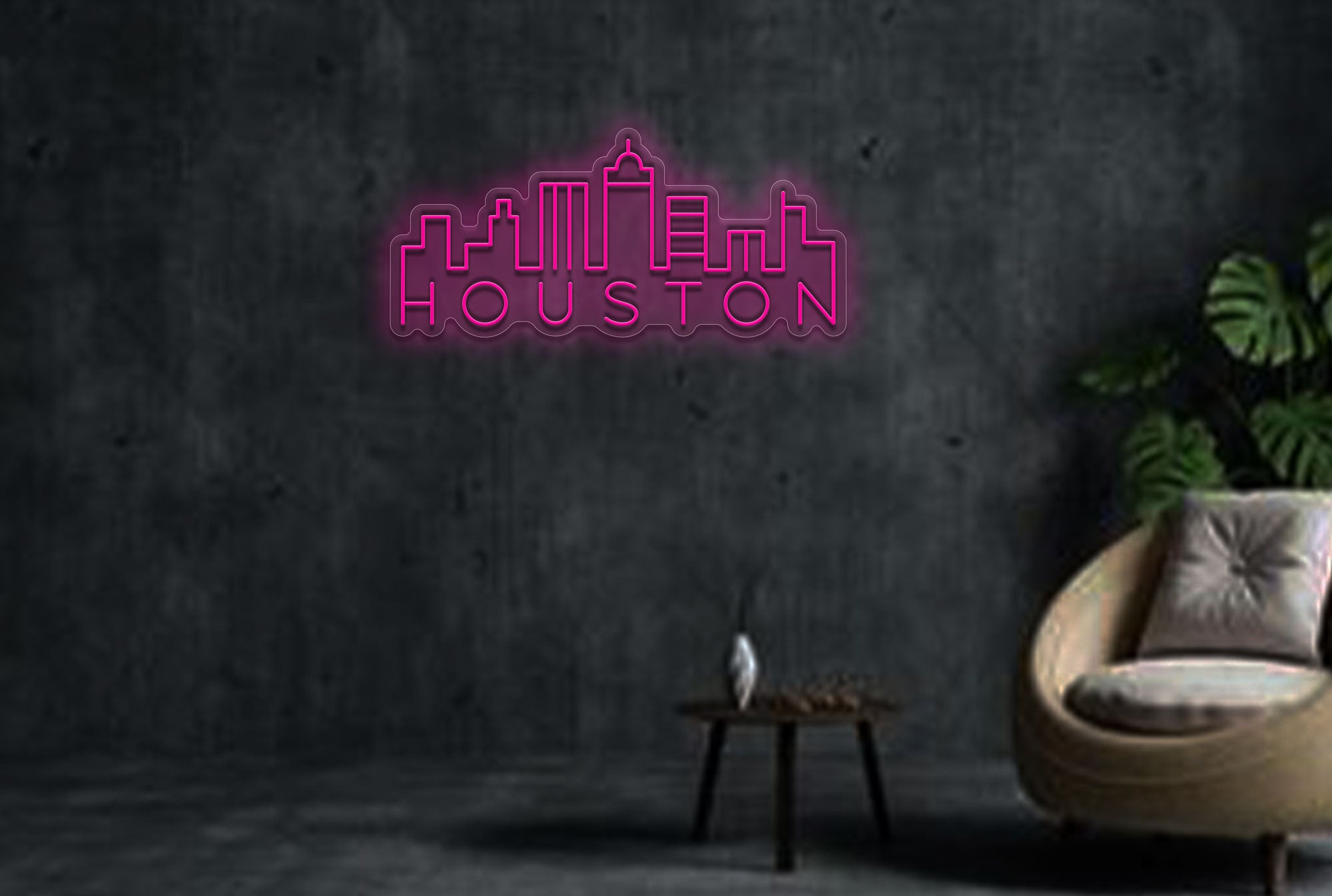 Houston With Building LED Neon Sign