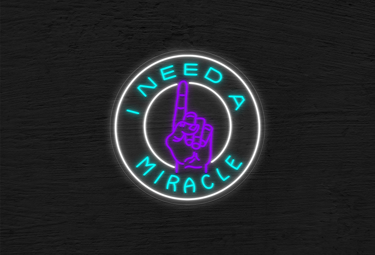 Buy I Need A Miracle with Hand Logo Pointing Up LED Neon Sign ...