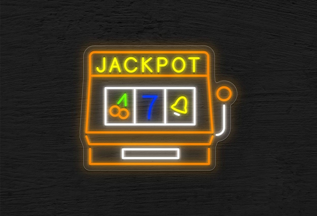 Jackpot with Slot Machine LED Neon Sign