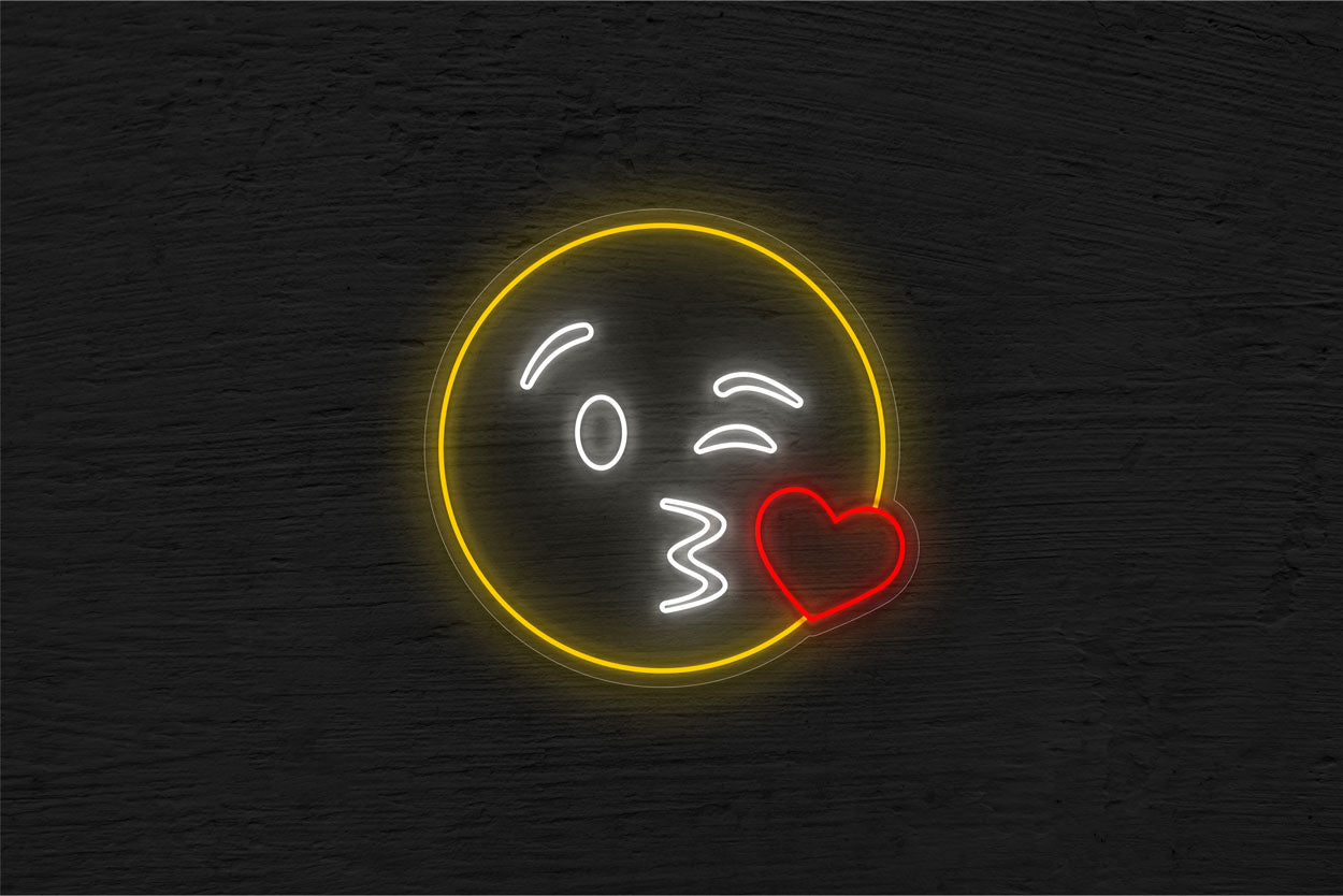 Kiss with Heart Emoji LED Neon Sign