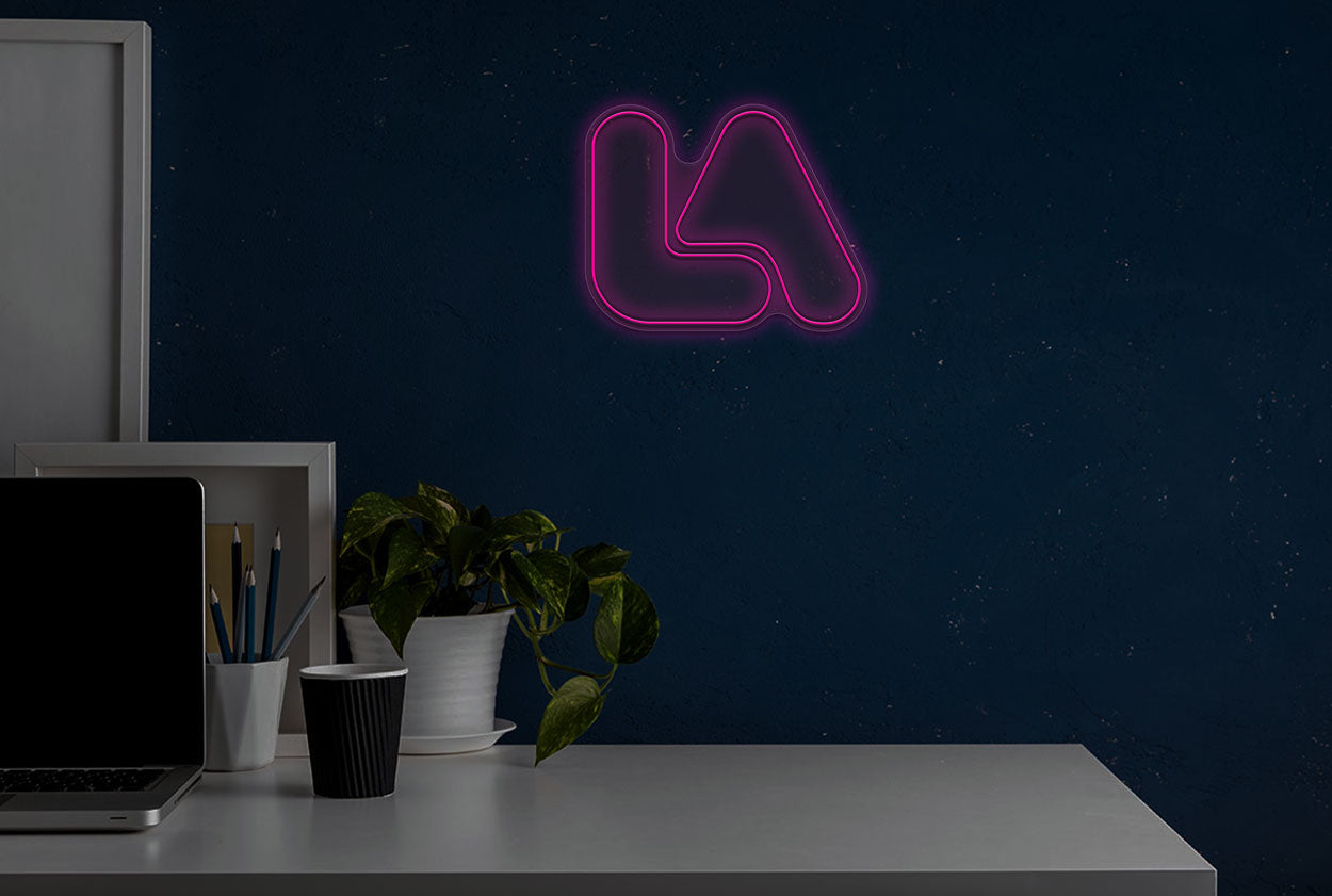 LA Double-Stroke Bubble Font LED Neon Sign