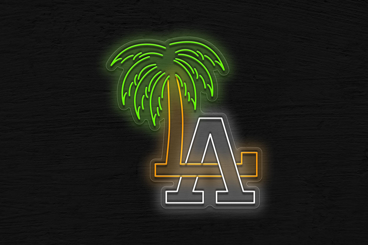 LA Text With Palm Tree LED Neon Sign