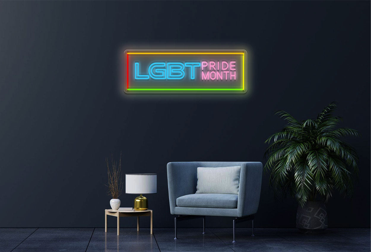 LGBTQ Pride Month with Colorful Border LED Neon Sign