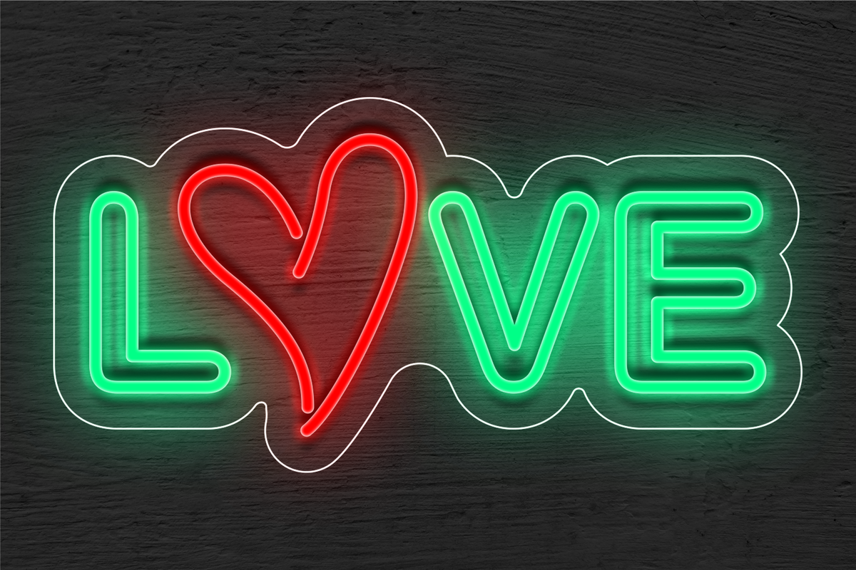 Double stroke &quot;&#39;Love&quot; with heart LED Neon Sign
